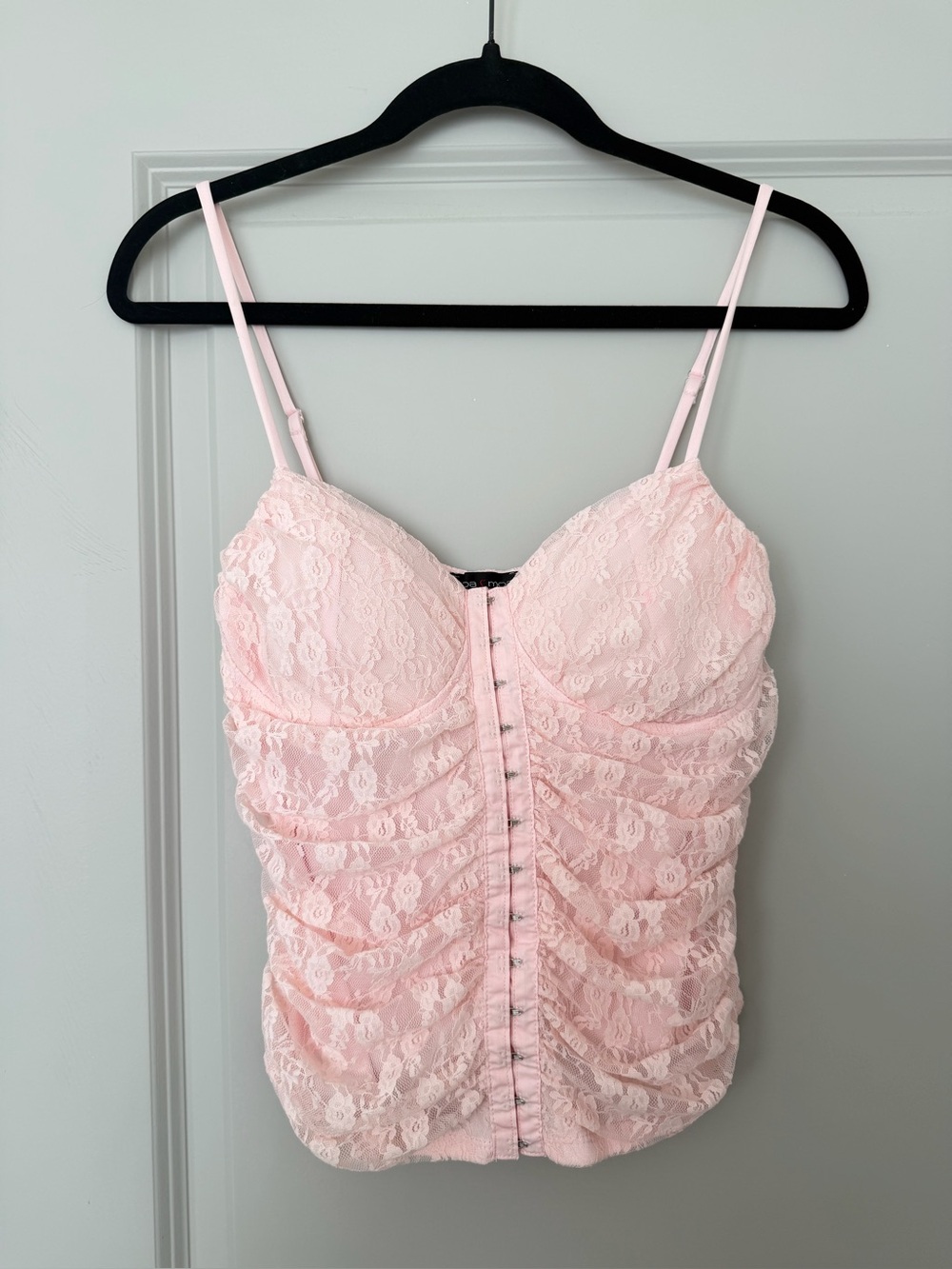 Moa Moa Pale Pink Lace Ruched Bustier Cami